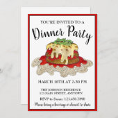 ナスのパルメザンパルメザンイタリア料理ディナーパーティー 招待状 (正面/裏面)