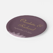 ナスのプラムおよび赤面のピンクの結婚式 ペーパープレート (アングル)