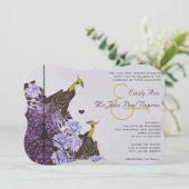 ナスのマスタードイエローヴィンテージ孔雀の鳥かご 招待状 (スタンド正面)