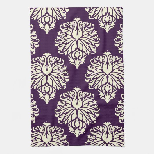 ナスの南コテージのダマスク織 キッチンタオル (縦)