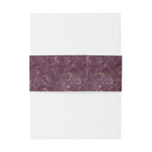 ナスの水彩画上の手描きの金ゴールドの花 招待状ベリーバンド (裏面例)