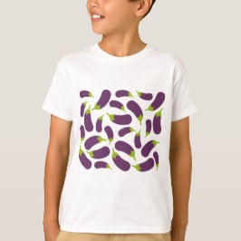 ナスの紫色の野菜パターン柄デザイン Tシャツ