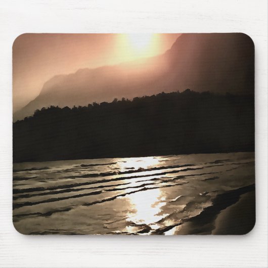 ナスの色の夜秋のビーチ風景 マウスパッド (正面)