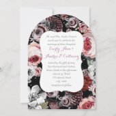 ナスほこりっぽい紫&ピンク伝統バラ結婚ズ 招待状 (正面)