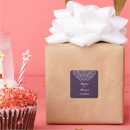 ナスエレガントホワイトインディアンペイズリー結婚ズ スクエアシール