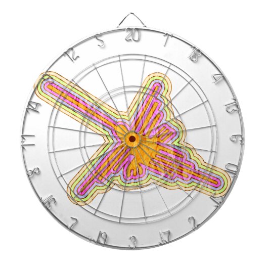 ナスカのラインのハミングバードしわの紙効果 ダーツボード (正面)