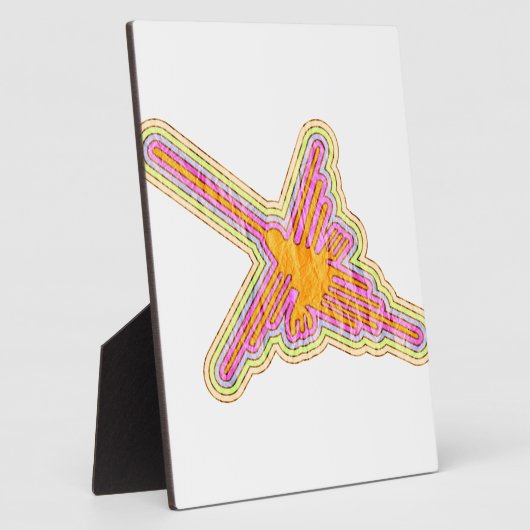 ナスカのラインのハミングバードしわの紙効果 フォトプラーク (側面)