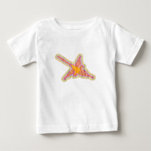 ナスカのラインのハミングバードしわの紙効果 ベビーTシャツ (正面)