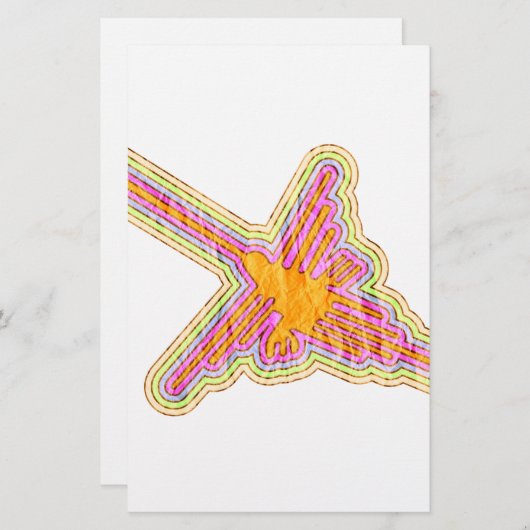 ナスカのラインのハミングバードしわの紙効果 便箋 (正面/裏面)