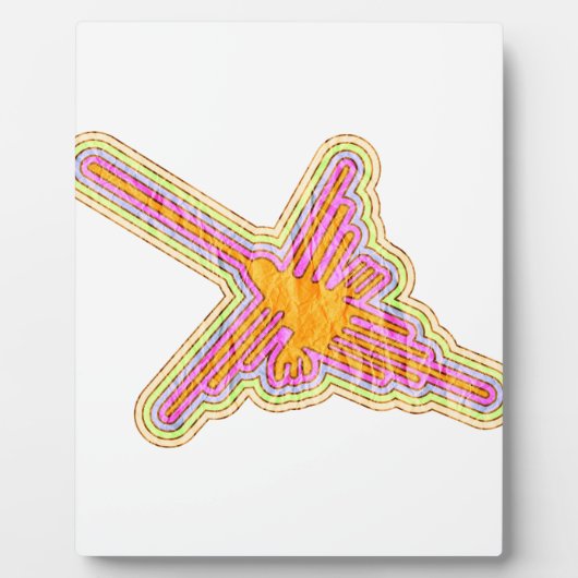 ナスカの地上絵　ハチドリ　しわくちゃの紙効果 フォトプラーク (正面)