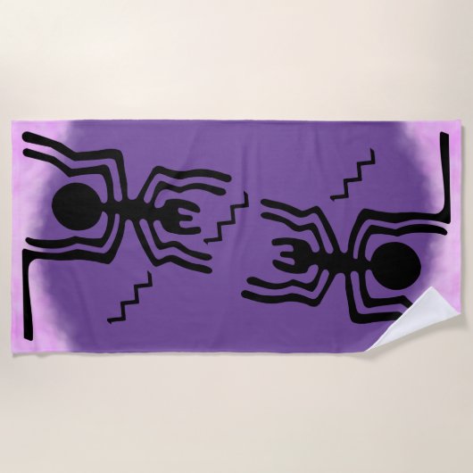 ナスカの線ジオグリフ – 古代ブルースパイダー ビーチタオル (正面)