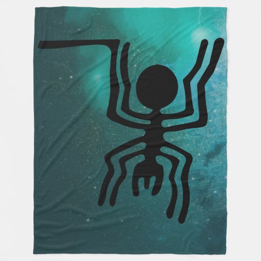 ナスカの線 – 古代の昆虫 – 黒いクモ フリースブランケット (正面)