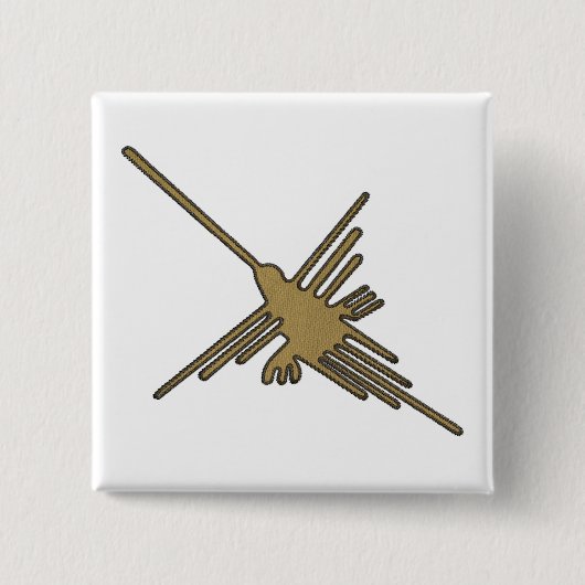 ナスカラインズハミングバード刺フェイクしゅうプリント 缶バッジ (正面)