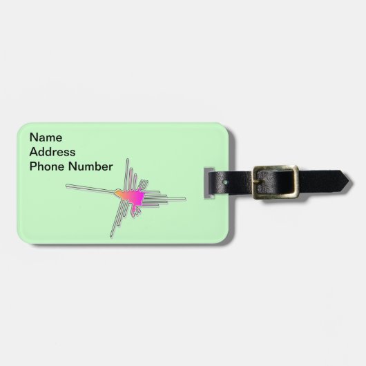 ナスカラインハミングバード – グリーンバージョン ラゲッジタグ (正面横)