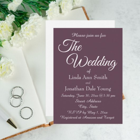 ナスシンプルスタイル結婚ズ 招待状