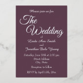 ナスシンプルスタイル結婚ズ 箔招待状 (正面)