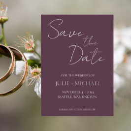 ナスシンプルスタイル結婚式の日付を保存 箔招待状