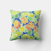 ナスタスティウムレッドブルーグリーン花のパターン クッション (裏面)