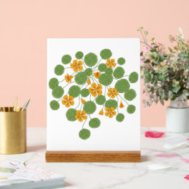 ナスタチウムの花イラスト ビンテージ風なチューリップ アクリルサイン