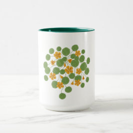 ナスタチウムの花イラスト ビンテージ風なチューリップ マグカップ