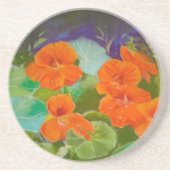 ナスタチウムの花開く - ボタニカルパステル コースター (正面)