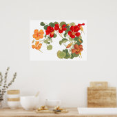 ナスタチウムの花、日本の浮世絵アート ポスター (キッチン)