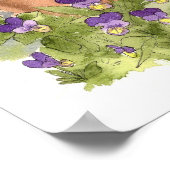 ナスタティウムフラワーベイツリーハーブ水彩アート ポスター (角)