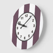 ナスナスと白いXLストライプ ラージ壁時計 (傾斜)