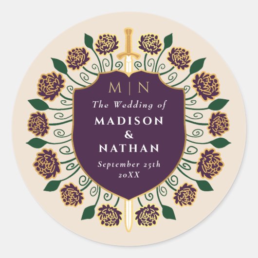 ナス剣シールドファンタジーモノグラム結婚ズ ラウンドシール (正面)