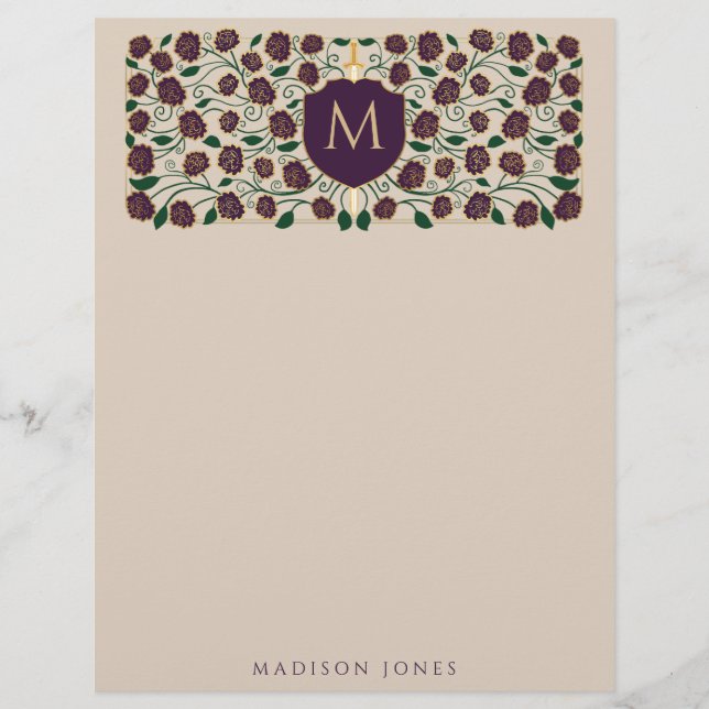 ナス剣&シールド中世ファンタジーモノグラム レターヘッド (正面)