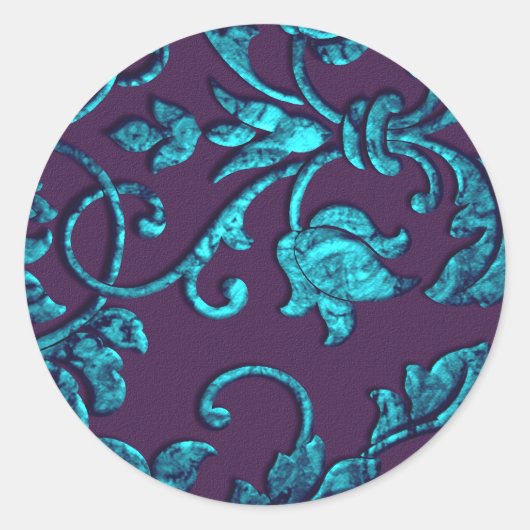 ナス及びターコイズ封筒用シール ラウンドシール (正面)