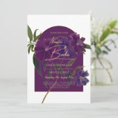 ナス梅パープルフローラフォレストグリーン結婚ズ 招待状 (スタンド正面)