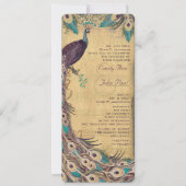 ナス水色と金ゴールド孔雀ヴィンテージ3羽 招待状 (正面)
