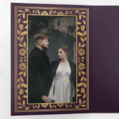 ナス王室の中世結婚刀のQRコード 三つ折り招待状 (内部最初)