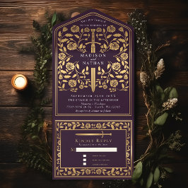 ナス王室の中世結婚剣 オールインワン招待状