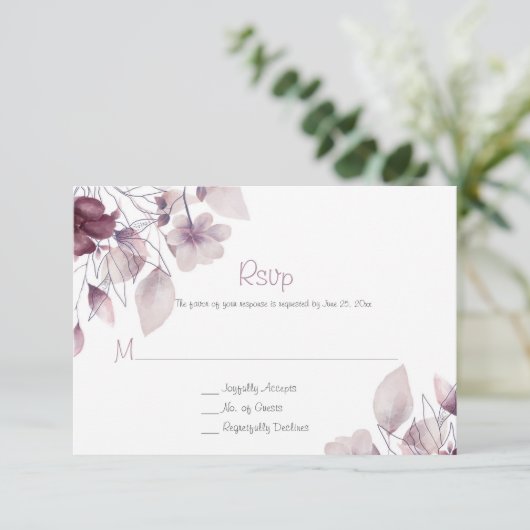 ナス素朴、ほこりっぽい紫、メイブピンクフローラ 出欠カード (スタンド正面)