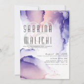 ナス紫とサンゴバラシックなアルコールインク 招待状 (正面)
