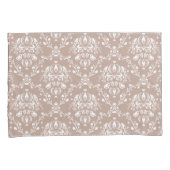 ナス紫と白のダマスク 枕カバー (正面右)