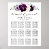 ナス紫の梅アイボリー白い座席表 ポスター (正面)