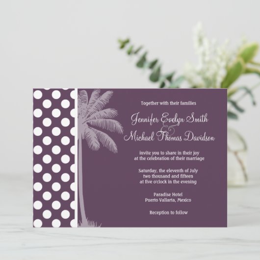 ナス紫の水玉模様;サマーパーム 招待状 (スタンド正面)