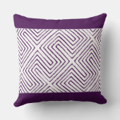 ナス紫の白アフリカの泥の布のパターン クッション (裏面)