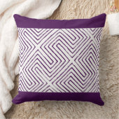 ナス紫の白アフリカの泥の布のパターン クッション (ブランケット)