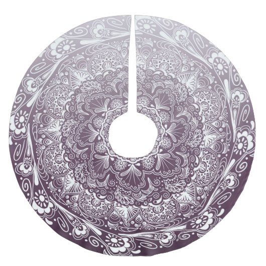 ナス紫の色フェードマンダラ ブラッシュドポリエステルツリースカート (正面)