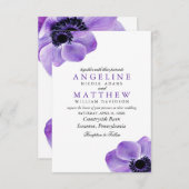 ナス紫エレガントフローラ水結婚色 招待状 (正面/裏面)