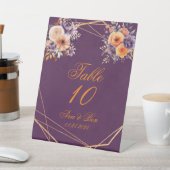 ナス紫オレンジ結婚フローラのテーブル番号 台座サイン (インサイチュ)
