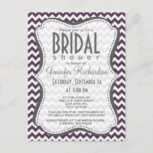 ナス紫シボロン;ジグザグ インビテーションポストカード (正面)