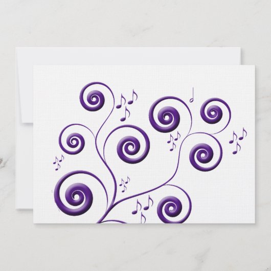ナス紫スワールズミュージック結婚式招待状 招待状 (裏面)