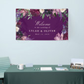 ナス紫フローラ結婚のウェルカムバナー 横断幕 (トレードショー)