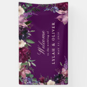 ナス紫フローラ結婚のウェルカムバナー 横断幕 (縦)