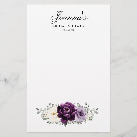 ナス紫プラムアイボリーウィットブライダルシャワーゲーム (裏面)